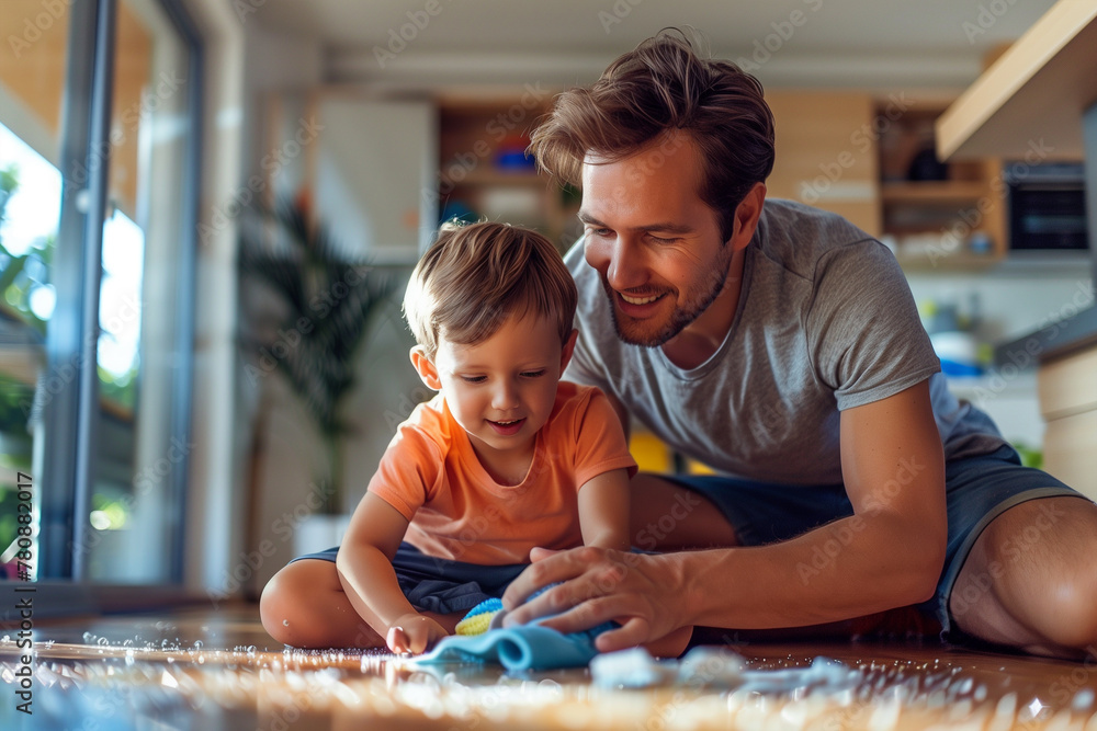 Man Playing With Child on Floor