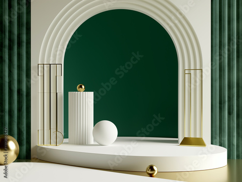 tudio background, aesthetic, white, emerald green and gold colors, creative direction, product styling, design, product portfolio, product photography photo