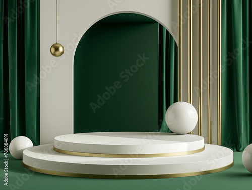 tudio background, aesthetic, white, emerald green and gold colors, creative direction, product styling, design, product portfolio, product photography photo