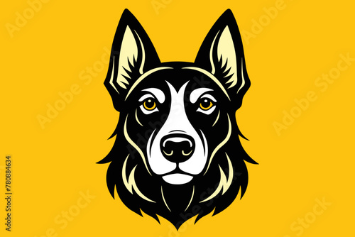 Silhouette vector design of a colorful Dog head 