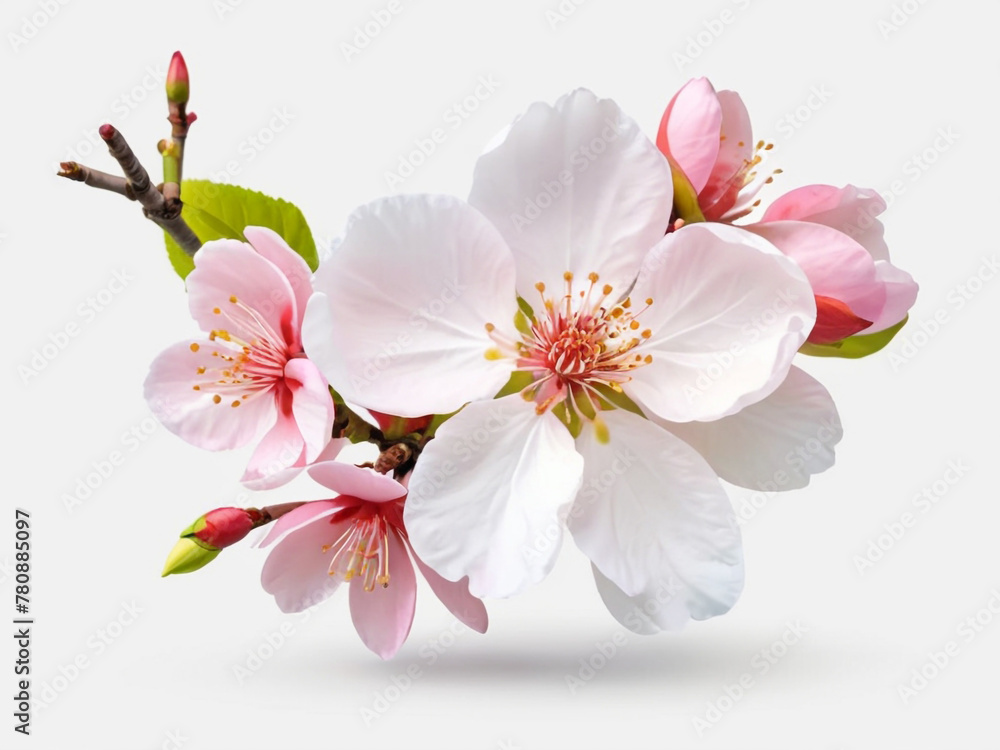 Cherry blossom flower on white background