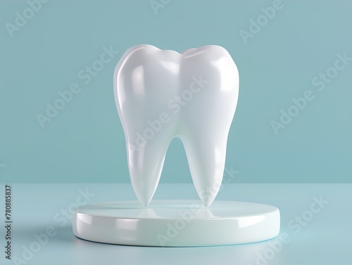 Healthy teeth and oral care concept, white tooth dental model on plain background.