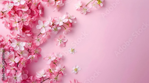Wallpaper Mural Blossoming spring flowers on pastel background Torontodigital.ca
