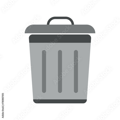 Gray trash can isolated on white