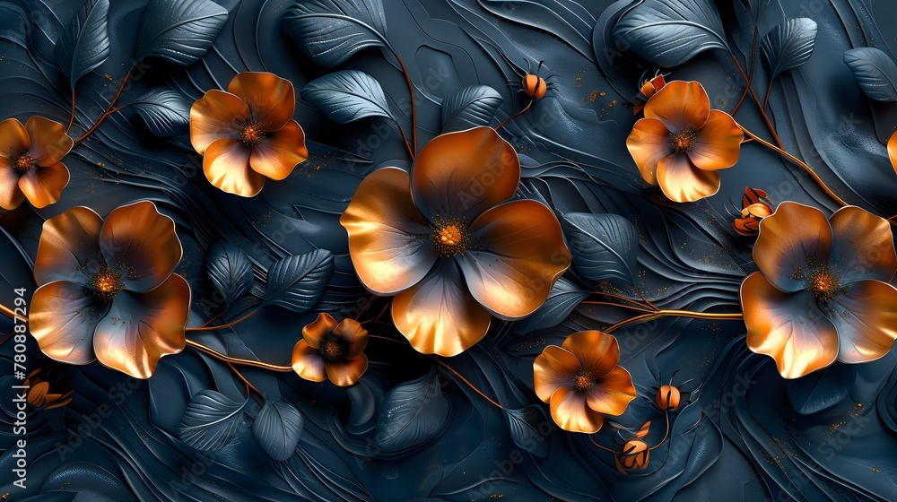 the allure of luxury with a stunning 3D luxury floral seamless pattern background, rendered in breathtaking 8K resolution
