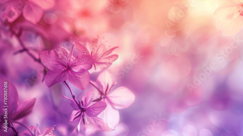 Ethereal pink blooms with soft-focus spring backdrop, evoking serenity © Michael