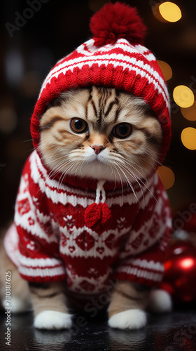 Cat in Red Christmas Sweater