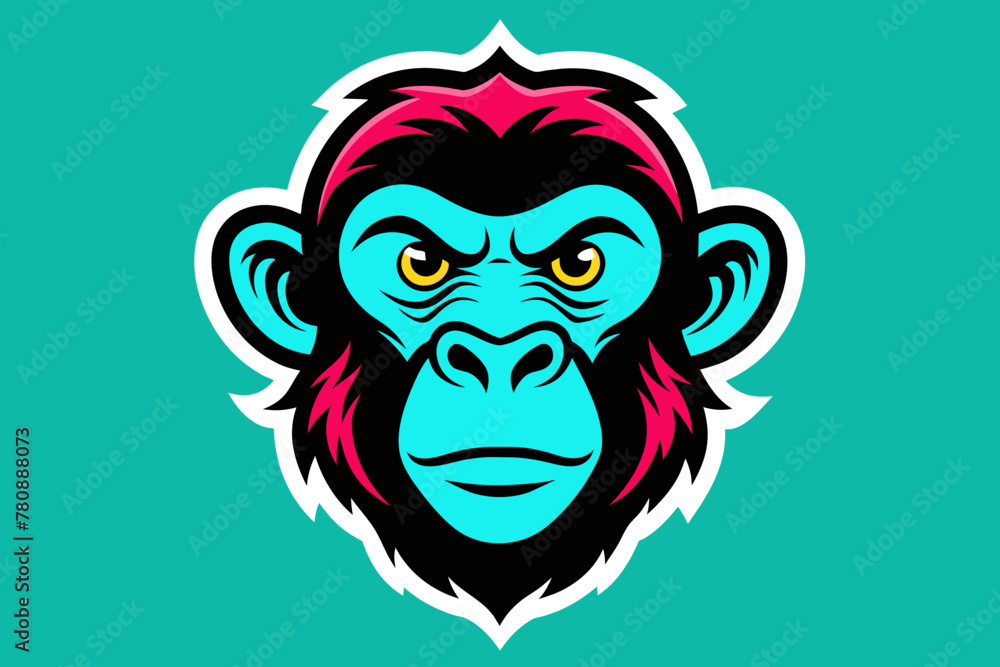 Fototapeta premium Silhouette vector design of a colorful lsticker monky head 