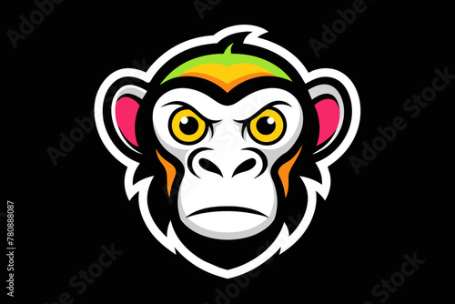 Silhouette vector design of a colorful lsticker monky head 