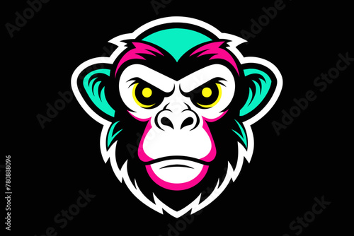 Silhouette vector design of a colorful lsticker monky head 