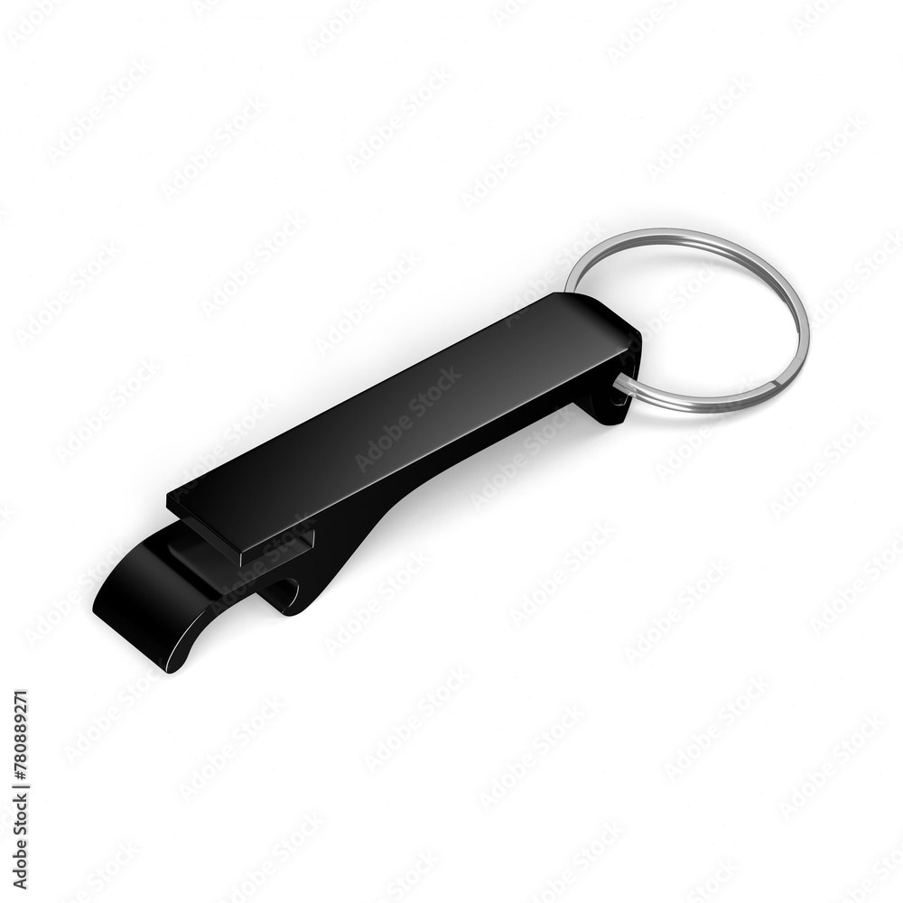 An image of a black keychain isolated on a white background An image of a black keychain isolated on a white background