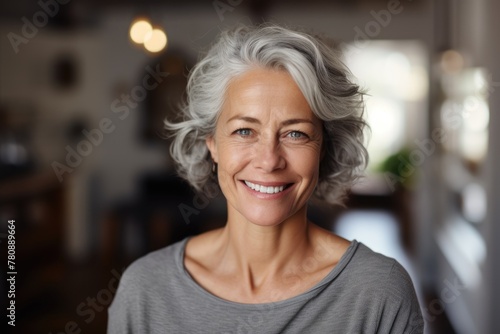 Face portrait of a happy senior woman