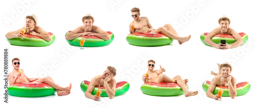Set of young tourist with w...