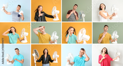 Set of young man and woman ...