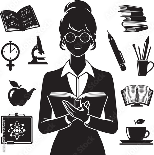 Teacher's Day silhouette vector