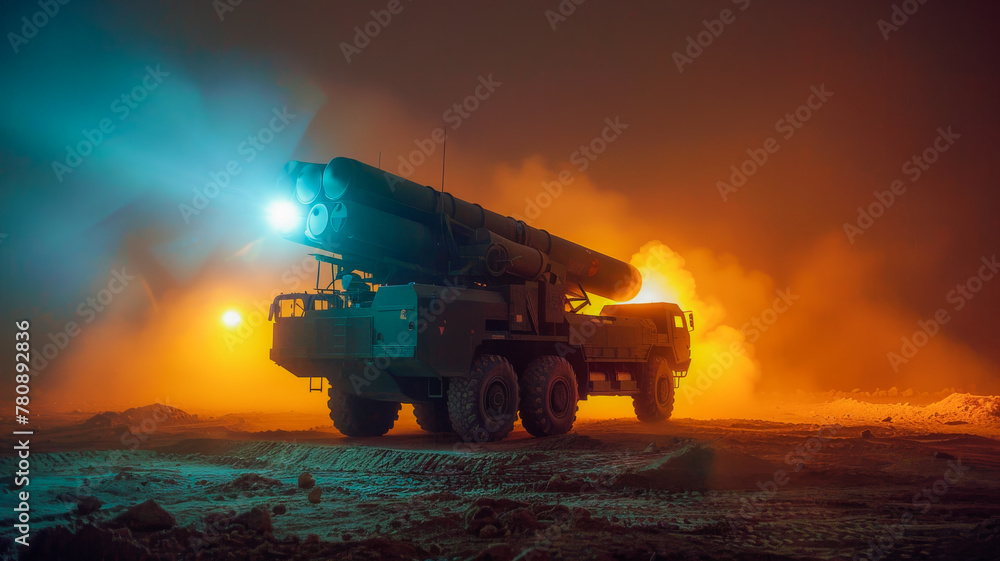 Fototapeta premium Cutting-Edge Missile Launcher. High-Tech Weapon on Battlefield