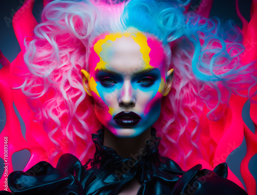 Colorful Couture. Bold Makeup and Bright Hues. Stylish Contrast in Fashion © EwaStudio