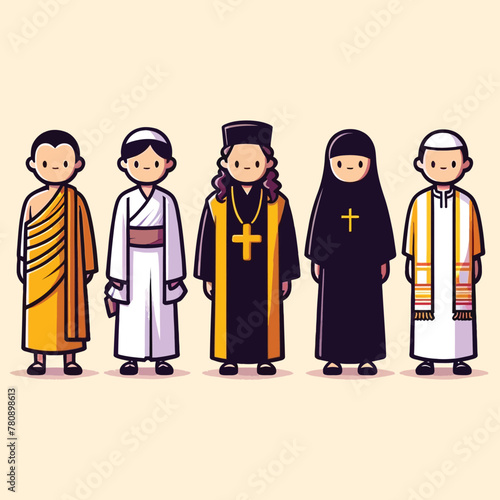 flat design illustration of tolerance of different religions