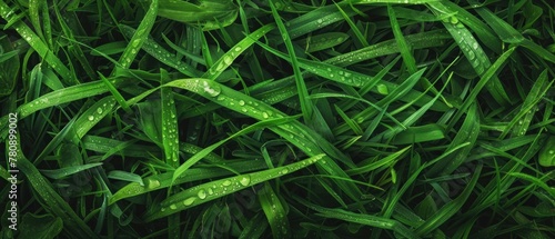 Panel kuchenny z motywem Lush green grass with dew drops, nature background.