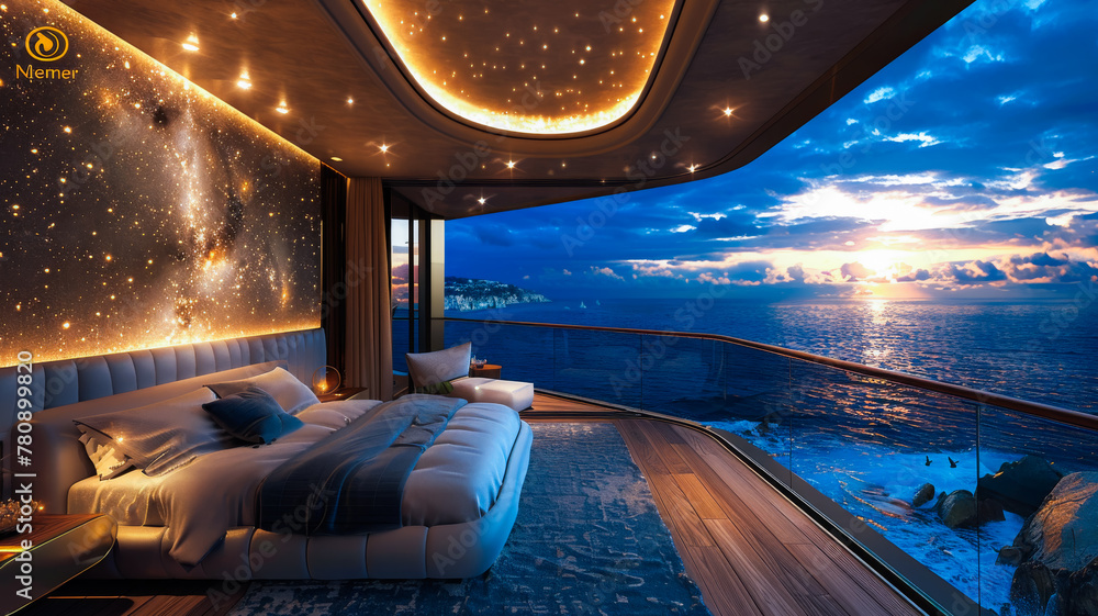 Fototapeta premium Luxury at Sea. Inside a Spectacular Cruise Ship Suite