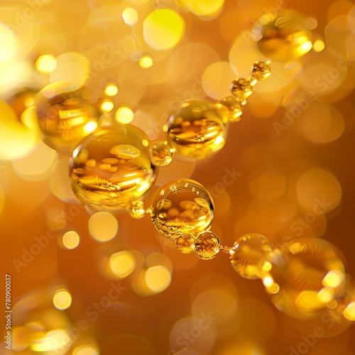 Golden yellow oil or serum, abstract background