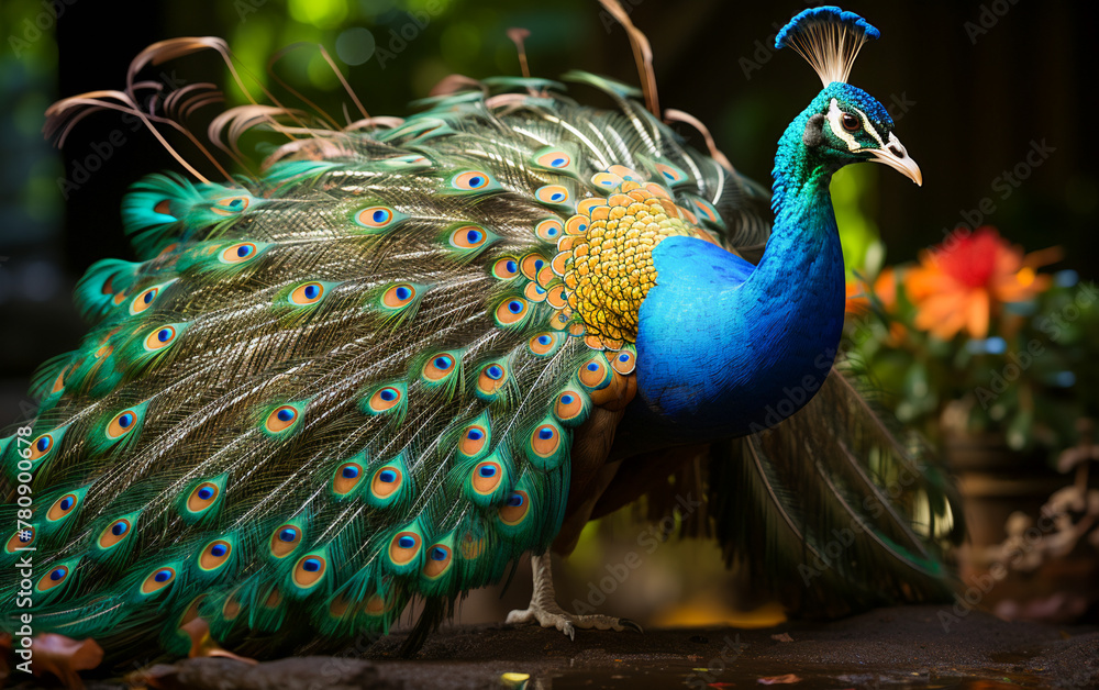 Obraz premium Elegant colourful peacock