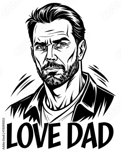 A big bold  distressed typography design featuring the phrase  LOVE DAD 
