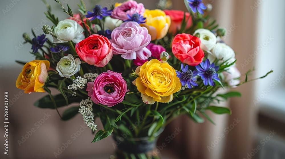 A vase, brimming with vibrant flowers, sits atop a weathered wooden table before a window sill A vase, brimming with vibrant flowers, sits atop a weathered wooden table before a window sill