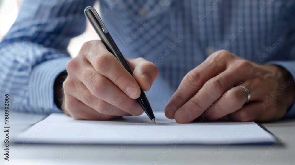 A Man Signing a Document A Man Signing a Document