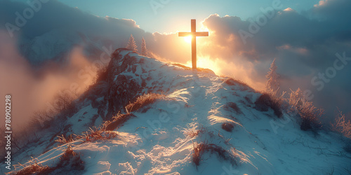 cross in the mountains