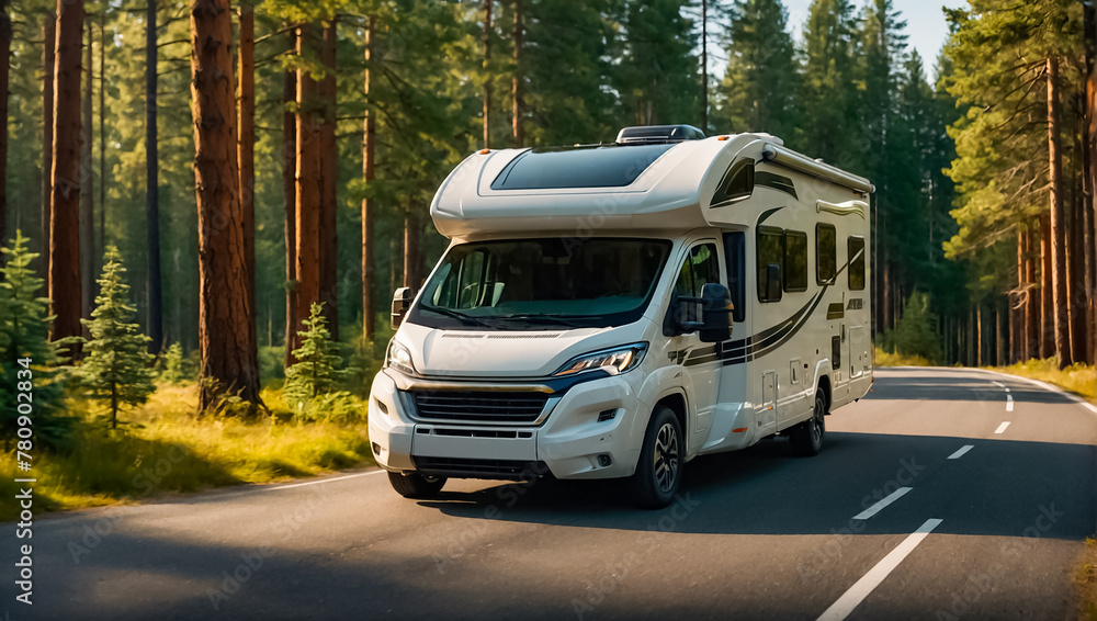 motorhome car driving down the road