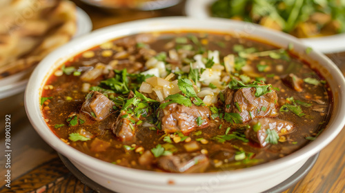 Traditional pakistani nihari stew close-up