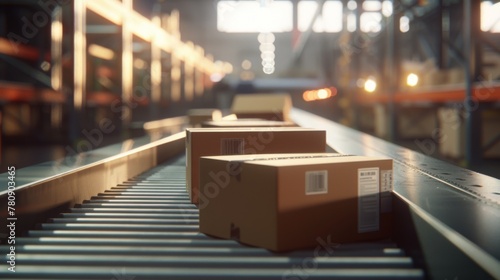 Packages on a Conveyor Belt © MP Studio