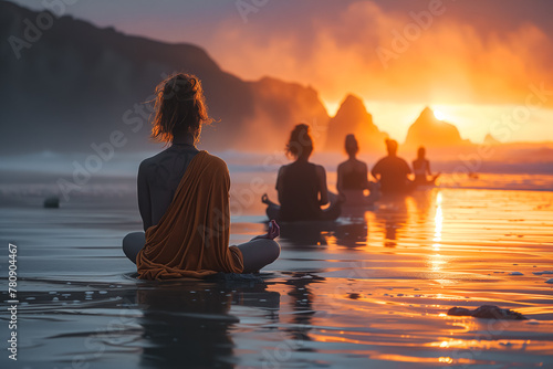 Group of People Sitting on Top of a Body of Water