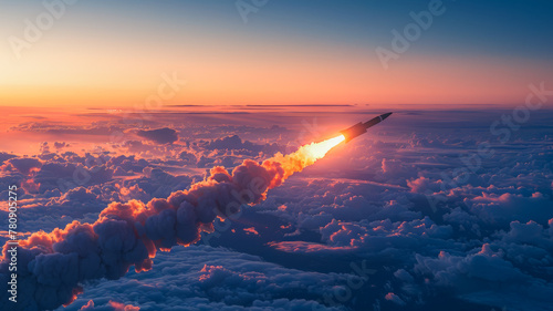 The Fiery Trail of Progress.  Missile Launch photo