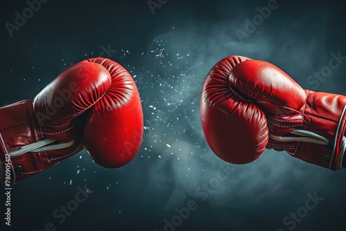 Two boxing gloves punch fighting.