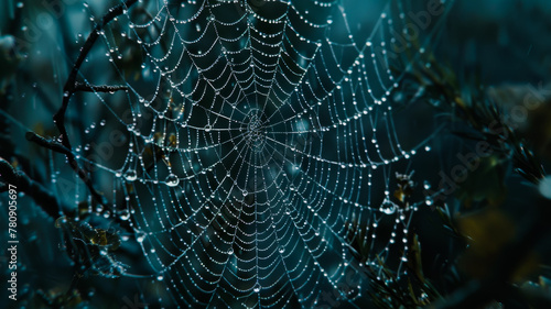 Dew Drops Adorning a Morning Spider Web © EwaStudio