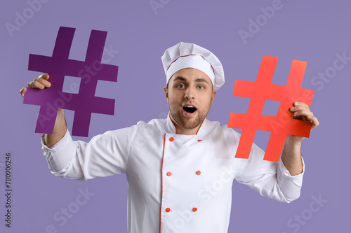Shocked male chef with hash...