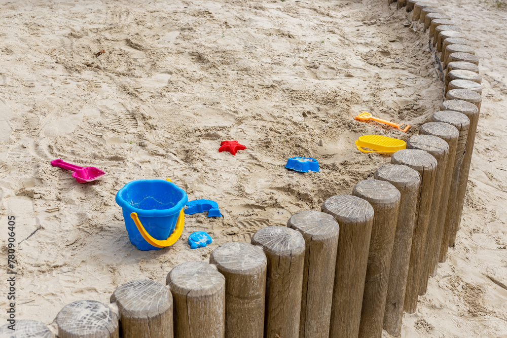 Beach toys in the sand at the beach