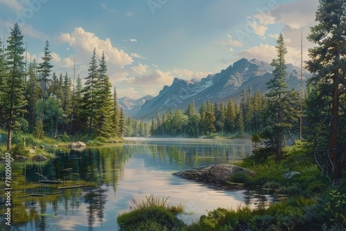 Captivating Remote Landscapes  A Beautiful Painting of Serene Natural Beauty