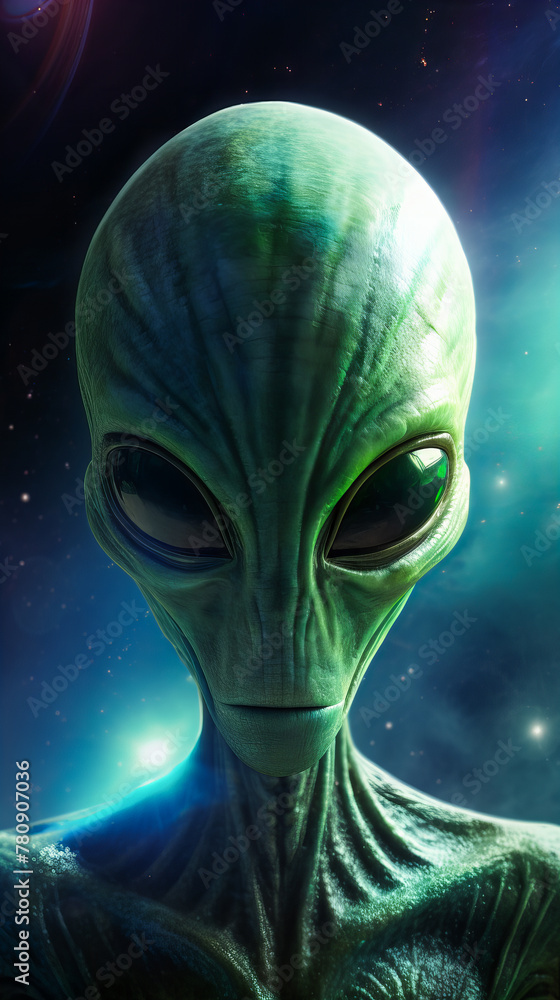 The Fantastical Creature in Space. Portrait of Alien The Fantastical Creature in Space. Portrait of Alien
