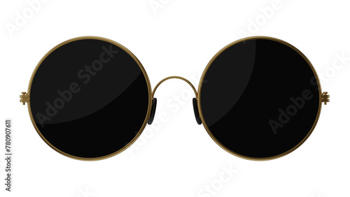 Vintage round black glasses in golden frame isolated on transparent and white background. Glasses concept. 3D render