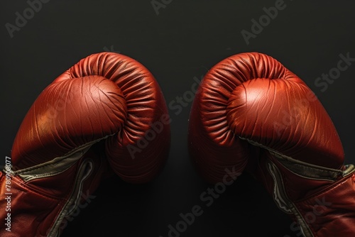Two boxing gloves punch fighting. © Sarinrata