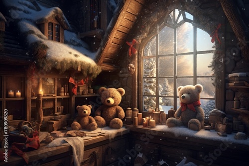 Christmas Scene  A Teddy Bear s Winter Wonderland