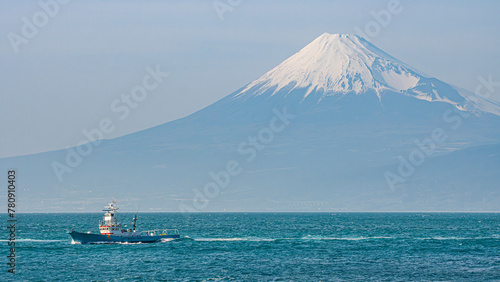Fishing boat and Mount Fuji