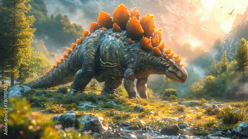 Stegosaurus in the Wild. Jurassic Marvel © EwaStudio