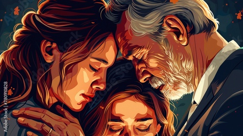 Family members surrounding their loved one with emotional support as they cope with illness