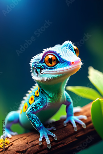 close up blue-green lizard on a natural background © Ocharonata