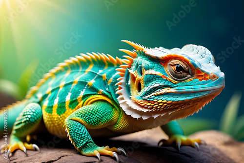 close up bearded lizard on natural background