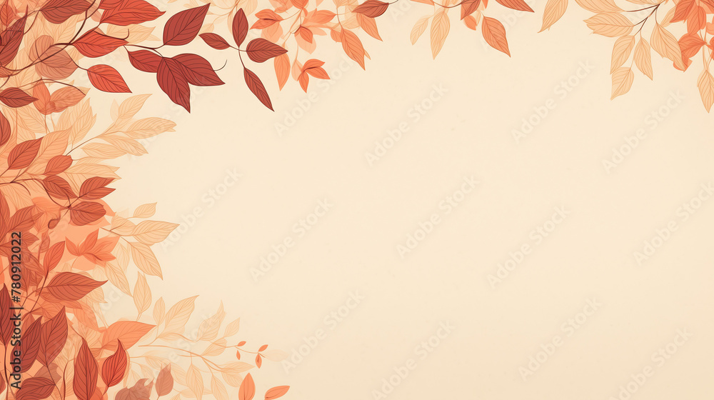 Autumn Leaves Frame, Pastel Warm Tones, Seasonal Background with Copy Space. Autumn Leaves Frame, Pastel Warm Tones, Seasonal Background with Copy Space.